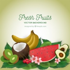 健康饮食写实设计的新鲜水果背景