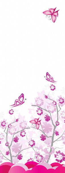 精美简约粉色蝴蝶花朵展板背景