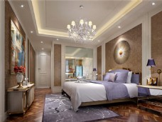 欧式时尚卧室大床吊灯设计图