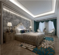 欧式卧室大床背景墙设计图