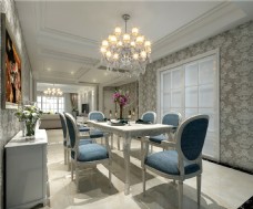 时尚家具欧式时尚餐厅蓝色桌椅设计图