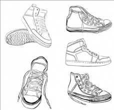 网页模板手绘线稿运动鞋插图集