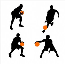 篮球比赛运动轮廓剪影