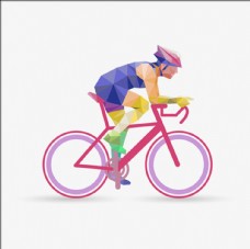几何多边形拼接自行车运动员