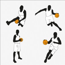 篮球比赛运动培训轮廓剪影