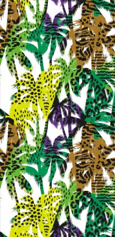 潮流素材椰树素材下载豹纹图案下载