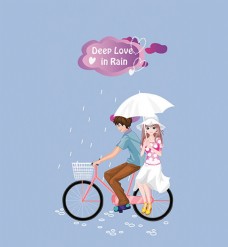 雨中单车恋人情侣