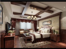 欧式时尚卧室大床吊顶设计图