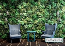 景观设计植物墙绿化生态休闲椅
