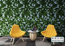 植物墙 椅子组合 绿化 生态