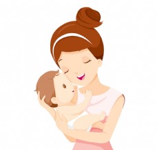 女性抱着宝宝的妈妈客厅人物矢量
