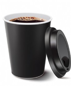 咖啡杯黑色纸杯里的咖啡矢量