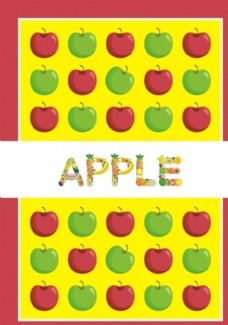 进口蔬果矢量水果海报挂画苹果