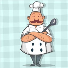 招生背景卡通拿勺子的胖厨师