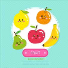 水果海报五款卡通水果形象海报