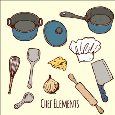 锅和其他厨具元素
