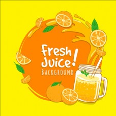进口蔬果卡通飞溅的橙汁海报