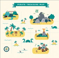棕榈树装饰海盗藏宝图