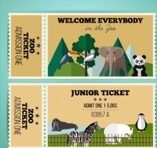 动物创意2款创意动物园单人门票矢量素材