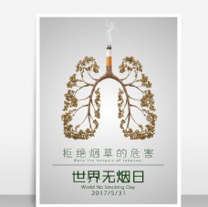 吸烟枯黄的肺公益海报模板源文件