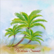 度假椰子树油画