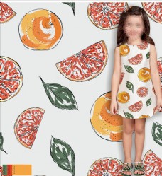 女童印花橙子矢量图下载布料印花图案下载