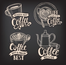 咖啡杯手绘咖啡商标