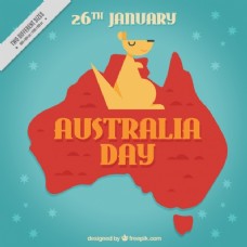 可爱的澳大利亚日背景与几何袋鼠