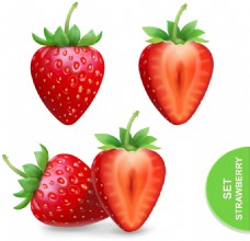 3款新鲜红草莓矢量