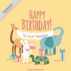 可爱动物的生日背景