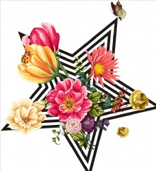 矢量花卉五角星花朵花卉矢量图