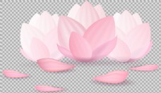 粉红色荷花莲花免抠png透明图层素材