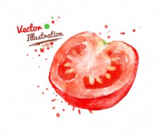 水果蔬菜西红柿创意喷溅水彩墨迹水果玉米蔬菜