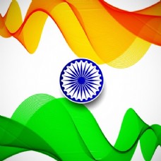 印度共和国日，波浪背景与国旗颜色