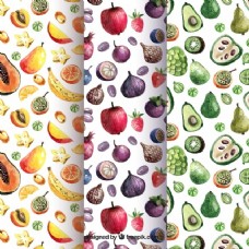 各种水果的水彩图案