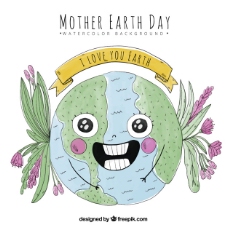 地球母亲日背景与水彩画