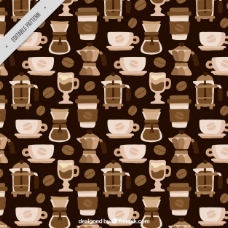 咖啡杯平面设计中的单色咖啡图案
