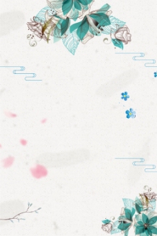蓝色灰色素描花朵柔美广告背景
