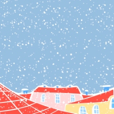 城市风景下雪的城市插画风景背景矢量素材