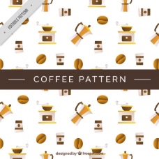 咖啡杯平面设计中咖啡元素的装饰图案