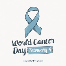 背景：手绘丝带世界癌症日