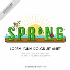 “春”字昆虫的背景