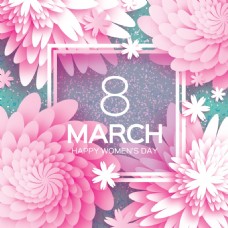 文字背景粉色花朵三八妇女节快乐文字矢量海报背景