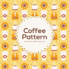 咖啡杯平面设计中的装饰咖啡图案