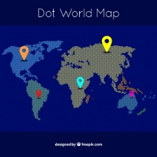 用点世界地图和彩色定位器