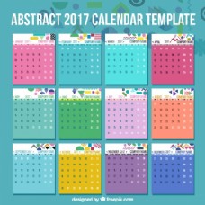 假日愉快具有抽象细节的2017日历模板