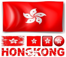 不明香港的国旗在不同的图案和文字说明