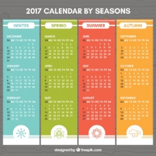 彩色季节带有季节图的彩色2017年历