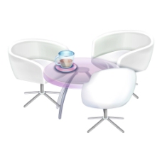 茶手绘白色桌椅元素