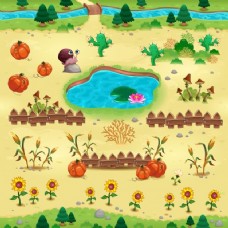 带南瓜花的自然景观电子游戏